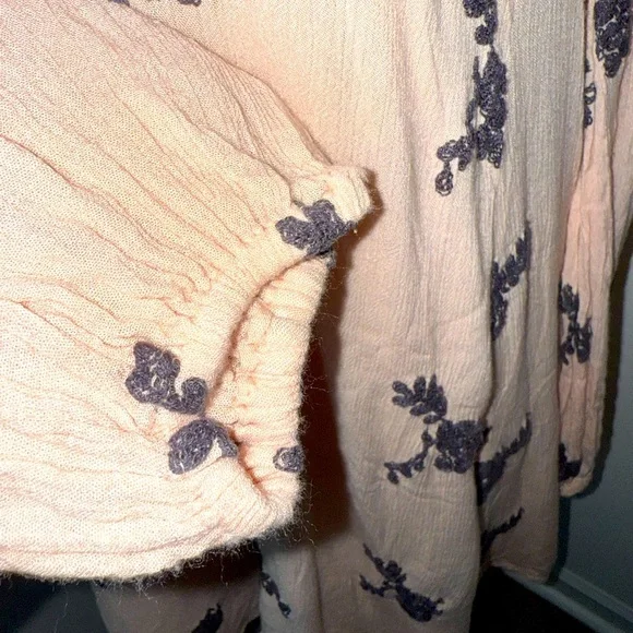 Free People Emma's Embroidered Mini Swing Boho Pink and White Dress, Small - Picture 2 of 8